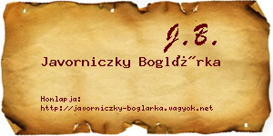 Javorniczky Boglárka névjegykártya